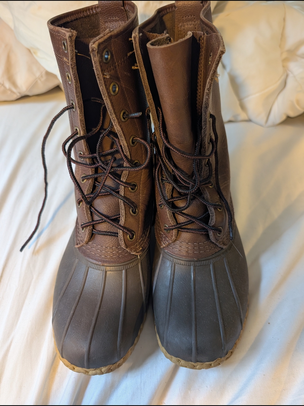 Unisex Waterproof Brown Lace-Up Duck Boots